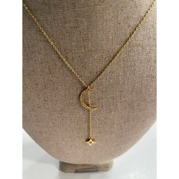 Lili Claspe Rope the Moon & Star Gold Lariat Necklace. NWT - Picture 7 of 7